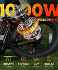 Fat Tire Electric Bike For Adults With 28 MPH Top Speed, 48V Power, 80 Mile Range, close-up of motor and wheel design