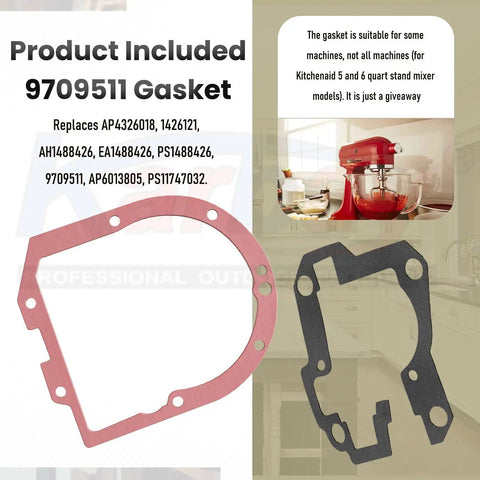 Food Grade 4 Oz Grease For Kitchen Mixers And Stand Mixers, Food Safe Lubricant To Reduce Gear Wear, Fits 4 To 7 Quart Models, Includes Gasket And Spatula; pink gasket set