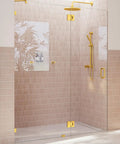 Frameless Shower Door Hinge With Enduroshield Glass Coating 78 Inch By 57.25 Inch Polished Brass Finish High Clarity Tempered Glass Easy Install Smooth Glide For Modern Bathrooms with glass shower enclosure
