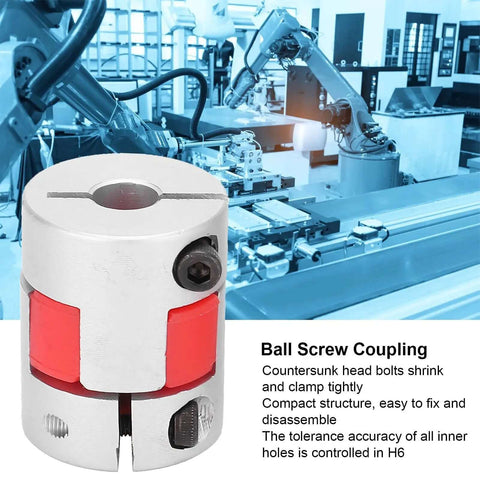 Top Notch Kuuleyn 3Pcs Helical Beam Shaft Coupling Set Made From Hardened Aluminum Alloy For Motor And Ball Screw Kits With Secure Tightening Fit And Super Durable Performance That Slams It Together ball screw coupling with red polyurethane core, aluminum, close-up