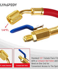 1/4 in ID brass flare hose set with blue lever ball valve; red hoses, 3-pack, ELYASPEEDY.