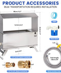 1.6 Gallon Automatic Chicken Waterer, Stainless Steel Poultry Dispenser With Float Valve Kit, includes connectors and hose