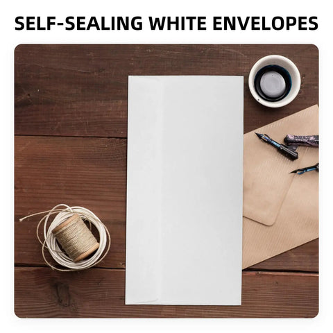 White Self Seal Confidentiality Envelopes 115mm By 225mm For Office Documents And Shipping on wooden desk