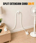 Ditch The Janky Setup With This 12 Ft Twin Extension Cord Offering Three Side Outlets And A Sleek Flat Plug For Zero Plug Fighting And Effortless Fast Charging Anywhere, with lamp and fan.