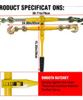 Dimensions of Heavy Duty Ratchet Load Binder and Chain Set 5/16 to 3/8 Inch G80 Chains with 9200 lb WLL shown