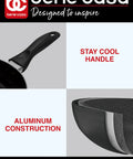 Black Nonstick Aluminum Frying Pan With Glass Lid 6 Inch features stay cool handle and aluminum construction