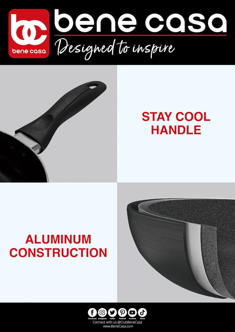 Black Nonstick Aluminum Frying Pan With Glass Lid 6 Inch features stay cool handle and aluminum construction