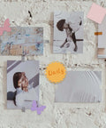 Wall display with photos and butterfly decorations showcasing uses of Five Set Metal Cutting Dies And Stencil Kit With Thirty Two Pcs Templates