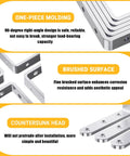 Image showing features of sturdy stainless steel 4x4 angle brackets with 90-degree molding, brushed surface, and countersunk head.