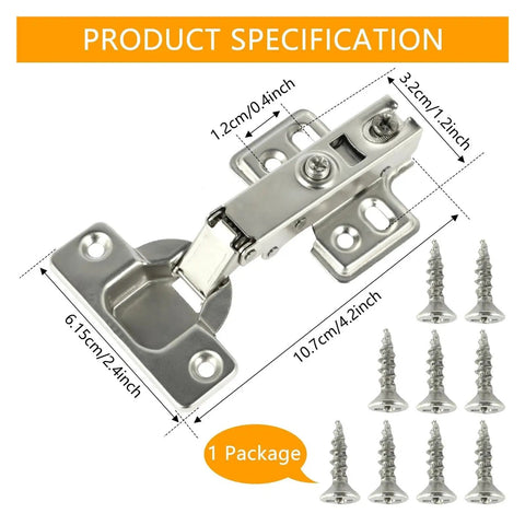 Hydraulic Cabinet Hinges Soft Close Set 10 Or 20 Pcs, Adjustable Closing Speed, Cold Rolled Steel, with screws