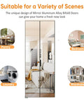 1 Lite Mirror Bifold Closet Doors with Sliding Hardware Kit for Bedroom 36 Inch X 80 Inch Aluminum Alloy Full Length Mirror