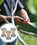 Awesome 3 Set Hose Repair Kit With Durably Strong Aluminum Alloy Connectors For Quick Garden Hose Fixes And Super Easy Simple Maintenance Tools That Make Your Water System Work Flawless Every Single Day. Man using hose repair kit on garden hose, 3-piece aluminum alloy set