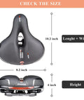 Super Comfy Wide Bike Seat For Women And Men With Memory Foam Cushion Anti Shock Padding Dual Shock Absorption Universal Fit Size Details