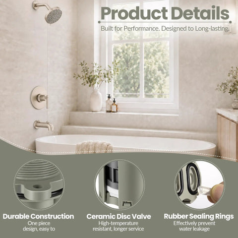 Modern bathroom with shower featuring Pressure Balanced Shower Cartridge 9740420 Replacement For Pfister 0X8 JX8 VB8 JV8.