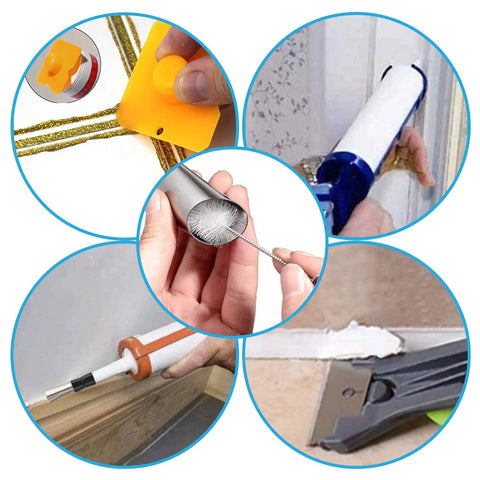 Comprehensive Caulking Tool Kit With 28 Pieces Silicone Tools And Stainless Steel Heads For Precision Sealant Application and finishing