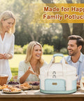 Heavy Duty Six To Eight Quart Slow Cooker Carry Bag With Double Layer Shell at a family potluck, designed for easy travel.