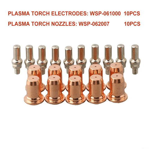 10 nozzles and 10 electrodes for IPT40 torch, part of 20 Pieces Pro Grade Plasma Electrode Tips And Nozzles Kit 0.9mm For IPT40 Torch And IPT60 PT40 AHP ALPHACUT 60 LONGEVITY 42i 62i EVERLAST 50S 60S Plasma Cutter Consumables