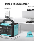 Portable Power Station 1800W Continuous, 3600W Surge, 1024Wh LiFePO4 Solar Generator, shown with cables and manual included.