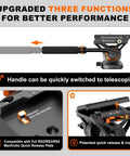 Lightweight Aluminum Video Camera Monopod With Feet For Travel extends from 26 inches folded to 73 inches with Q6 Fluid Head