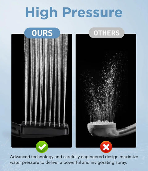 Top Shelf Filtered Shower Head In Sleek Black With Kickin High Pressure Flow And Breezy Six Mode Toggling For Rough Hard Water And Yucky Chlorine Scum Detachable Handheld Sprayer With Strong Stainless Steel Hose And Ultra Solid Wall Mount