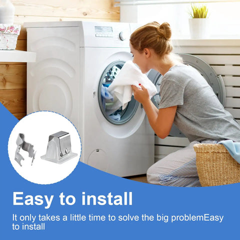 Woman using dryer with Appliance Door Latch Kit Upgrade 2 Pack For GE And Most Brands Replacement Parts Includes 279570