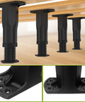 Heavy Duty Adjustable Bed Frame Support Legs Screw Mounted 8.3 To 14.5 Inches Four Pack showing black adjustable legs under slats.