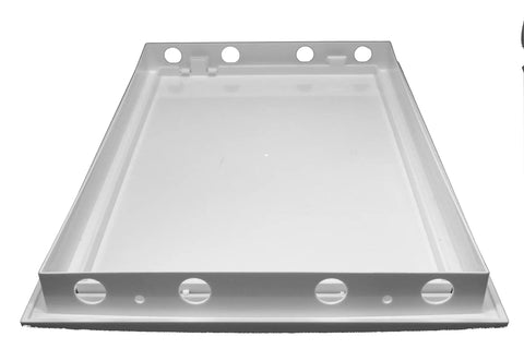 Back view of 8 x 12 Inch Wall Access Panel For Drywall And Ceiling White ABS Plastic Service Hatch With Latch