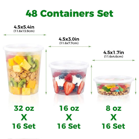 Hella Durable Leakproof Deli Containers With Secure Lids 48 Sets For Takeout Meal Prep And Leftovers Storage Bpa Free Plastic Soup Bowls Microwave Dishwasher Freezer Safe