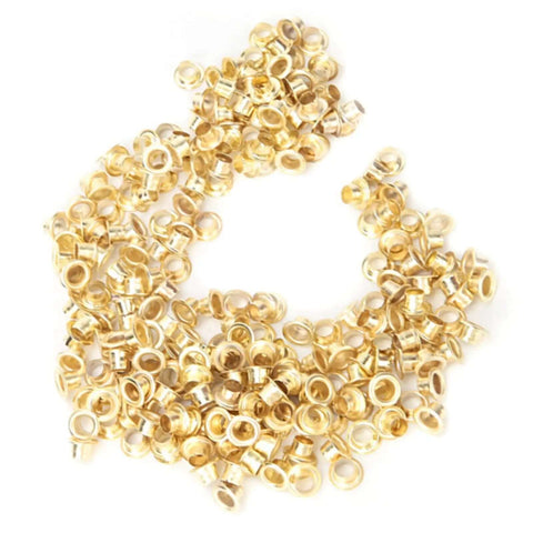 Brass grommets from Pro Grade Grommet Tool Kit for Tarps, Fabric, and Leather, Heavy Duty Metal Retainer Kit for Quick Binding and Hole Reinforcement