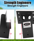 Heavy Duty Deer Stand Brackets For 4X4 Timbers Featuring Badass Strength And Powder Coated Finish, black angled steel bracket, 8-inch height.