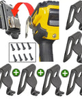 Drill Clip Holster Set For Tool Belts And Impact Drivers, 6 Pack Utility Belt Clips, drill holster, screws, black clip hooks.