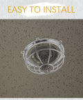Heavy Duty Screw Mount Fire Sprinkler Guard Cage Shield installed on ceiling, showcasing easy installation feature.