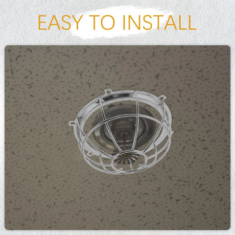 Heavy Duty Screw Mount Fire Sprinkler Guard Cage Shield installed on ceiling, showcasing easy installation feature.