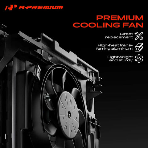 Direct Fit Engine Radiator Cooling Fan Assembly For Audi A3 And TT Quattro 2006 To 2015 Hella Tough close-up of cooling fan blades.