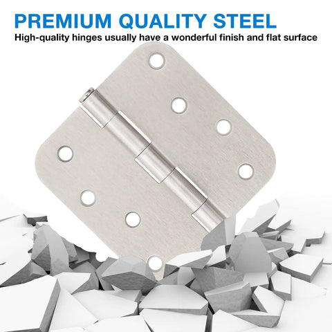 Six Pack Satin Nickel 4 Inch Door Hinges With Five Eighth Inch Radius Corners Heavy Duty Include 96 Screws For Quick Installation 270 Degree Swing Great For Interior Exterior Doors Cabinets And Wooden Boxes, satin nickel steel hinge