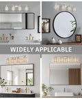 4 Light Vanity Light Fixture in Brushed Nickel With Crystal Shade over various bathroom mirrors
