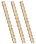 Three Pack 12 Inch Wooden Rulers With Dual Scale Imperial And Metric, Durable Smooth Finish, Sharp Markings, 1 16th Inch Graduations, Handy For Crafts, School, And DIY Woodworking.