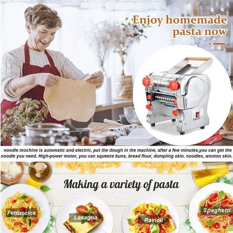 Versatile Heavy Duty Electric Noodle Machine Make Fresh Spaghetti Lasagna And Linguine No Fuss Adjustable Dough Roller being used to prepare dough.