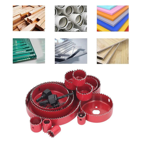Pro Bi Metal Hole Saw Kit With 13 Sizes Plus Drill Bit, Hex Wrench And Opener For Cutting Soft Wood Plywood PVC Sheets Smoothly Today red hole saw set for wood, PVC, and thin metal
