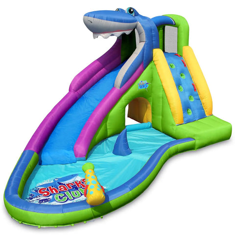 Shark Themed Inflatable Water Slide With Bounce House For Wet And Dry Play In The Backyard Epic Splash Time Playground Style