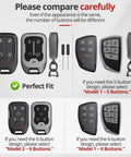 Image showing different Chevy GMC key fob designs for models with 5 or 6 buttons, highlighting compatibility details.
