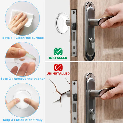 Clear Self Adhesive Door Stoppers For Walls, Heavy Duty Shock Absorbing Bumper Pads With Ultra Sticky Backing, Zero Fuss Installation steps.