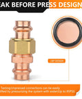 Leak before press design one inch copper press union coupling with hex nut for Type M L K tubing potable water.