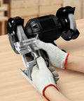 Person using Adjustable Bench Grinder Tool Rest For 6 Inch Or 8 Inch Grinders With Flat Miter Slide Replacement Sharpening Jig