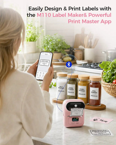 No Sweat Portable Thermal Label Printer With Crisp Built In Display And Smartphone App Hookup For Home And Small Business Quick Print Name Tags Price Stickers Cable Wraps Jewelry Cards Up To Fifty Millimeters Wide