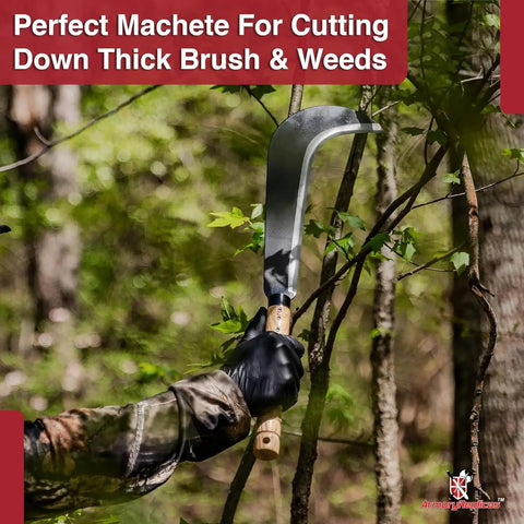 Curved Machete For Brush Busting And Outdoor Use Ready To Go Carbon Steel Blade No Sharpening Needed Sickle Knife For Thick Weeds