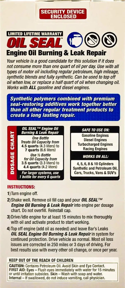 OS1 Engine Oil Seal Leak Repair for Burning Oil and Leaks 16.9oz 1 Pack Stops Main Seals and Gaskets Drips Pro Grade Formula for Cars Trucks and SUVs bottle label