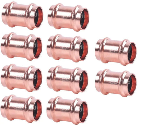 Pro Grade One Half To Two Inch Copper Press Slip Couplings No Stop Lead Free Fittings for Residential and Commercial Plumbing X Press Compatible 10 Pack