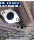 DUSCOKE 2.5-inch exhaust gasket installed on car exhaust flange; galvanized steel with graphite sealing.