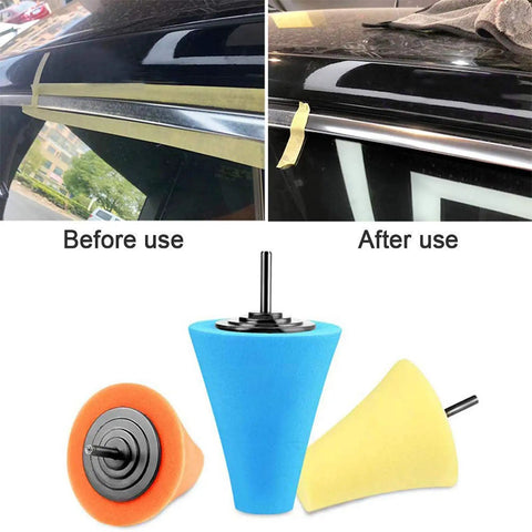 Pro Grade Drill Buffing Kit With 14Pcs Polishing Wheels And Buffing Pads For Automotive Detailing, before and after use result.